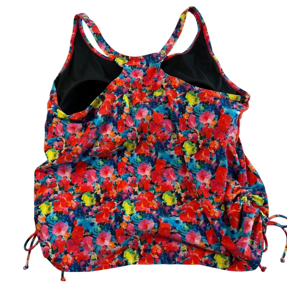 New Calypsa Maya‎ Floral Racerback Tankini Swim Top Plus Size 3X Modest Beach